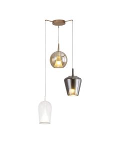 Luminária de teto pingente de cristal Elsa com bola de 3 luzes, sino e campeão