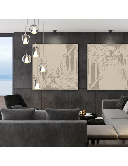 Lámpara de techo Colgante de cristal Elsa con 3 Luces Bola, Campana y Champ  ambiente