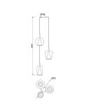 Lámpara de techo Colgante de cristal Elsa con 3 Luces Bola, Campana y Champ  medidas