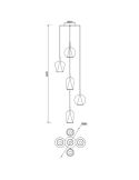 Lámpara de techo Colgante de cristal Elsa con 5 Luces medidas