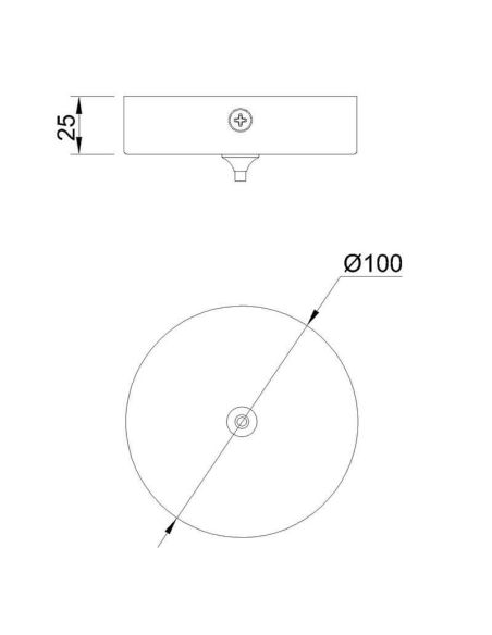 Florón de techo para Lámparas colgantes Colección Elsa 1 Luz, de metal blanco, oro, cromo, negro Ø 10cm -Configurable- medidas
