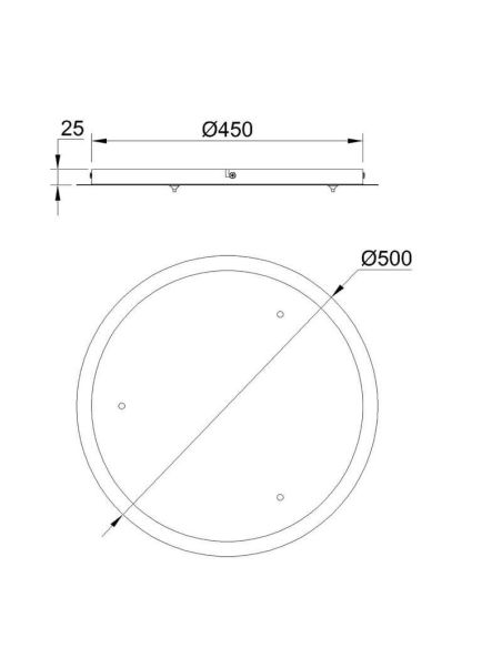 Florón de techo para Lámparas colgantes Colección Elsa 3 Luces, de metal blanco, oro, cromo, negro Ø 52cm -Configurable- medidas