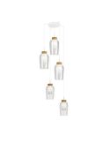 Candeeiro suspenso de cristal Nora 5 Lights E27 base redonda Ø 63cm - branco/madeira, preto/mármore, dourado/branco