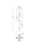 Lámpara de Techo Colgante de cristal Nora 5 Luces E27 base redonda Ø 63cm - blanco/madera, negro/mármol, oro/blanco medidas