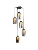 Candeeiro suspenso de cristal Nora 5 Lights E27 base redonda Ø 63cm - mármore preto/claro