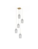 Lámpara de Techo Colgante de cristal Nora 5 Luces E27 base redonda Ø 63cm - oro/blanco