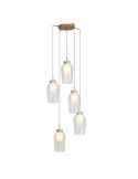 Lámpara de Techo Colgante de cristal Nora 5 Luces E27 base redonda Ø 63cm - oro/blanco luz