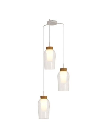 Candeeiro suspenso de cristal Nora 3 Lights E27 base redonda Ø 53cm - branco/madeira clara