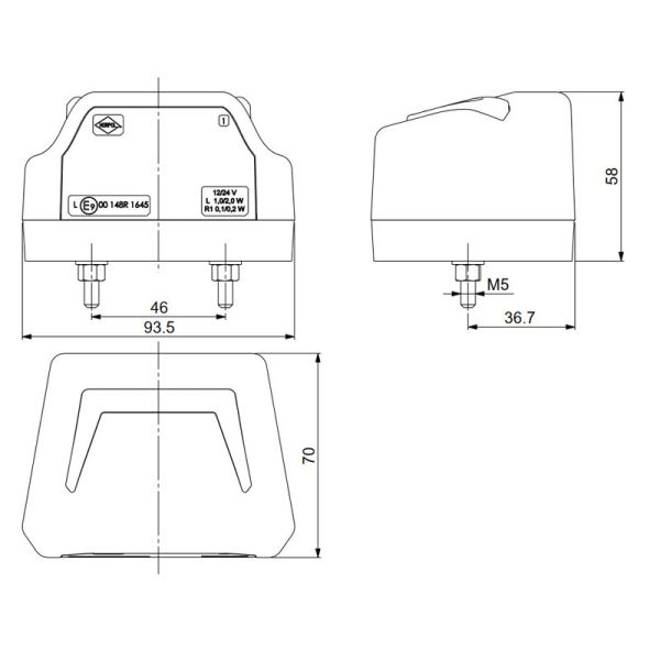 Piloto de matricula con luz de posición LED Neon Homologada 12/24V LTD 2834 L R1 Horpol | LeonLeds