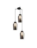 Candeeiro pendente de cristal Nora 3 luzes E27 base redonda Ø 53cm - preto/mármore