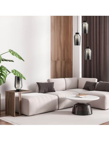 Candeeiro suspenso de cristal Nora 3 Lights E27 base redonda Ø 53cm - mármore preto/ambiente