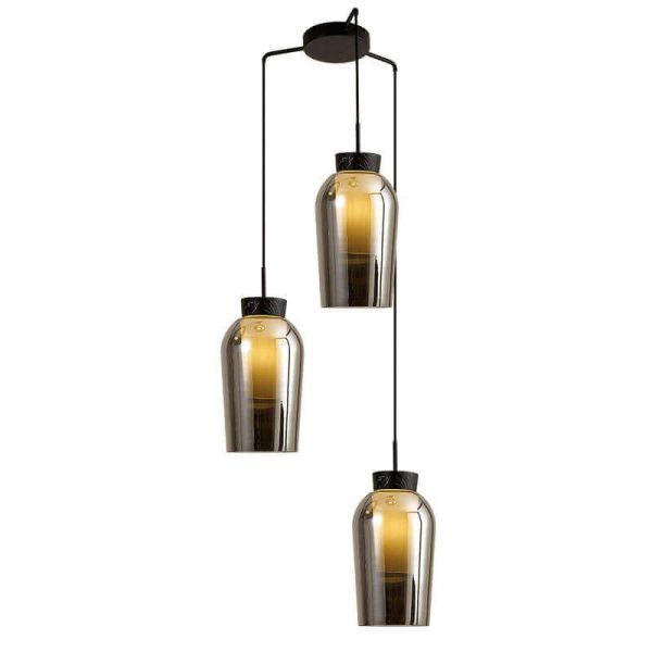 Candeeiro suspenso de cristal Nora 3 Lights E27 base redonda Ø 53cm - mármore preto/claro
