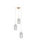 Candeeiro suspenso de cristal Nora 3 Lights E27 base redonda Ø 53cm - ouro/branco