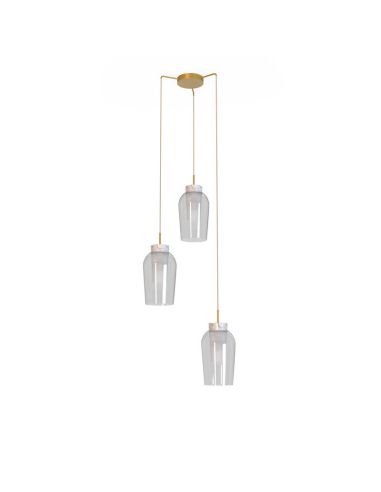 Suspension en cristal Nora 3 Lumières E27 base ronde Ø 53cm - or/blanc