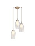 Lámpara de Techo Colgante de cristal Nora 3 Luces E27 base redonda Ø 53cm - oro/blanco luz