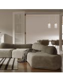 Lámpara de Techo Colgante de cristal Nora 3 Luces E27 base recta 18 cm - blanco/madera ambiente