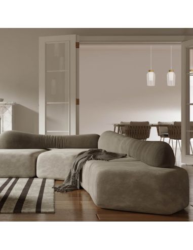 Pendente de cristal Nora 3 Lights E27 base reta 18 cm - branco/madeira ambiente