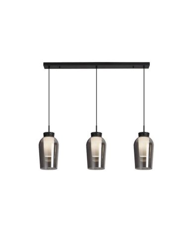 Pingente de cristal Nora 3 luzes E27 base reta 18 cm - preto/mármore