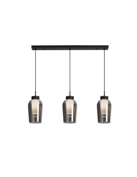 Pingente de cristal Nora 3 luzes E27 base reta 18 cm - preto/mármore