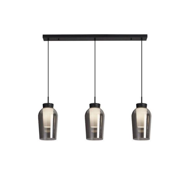 Lámpara de Techo Colgante de cristal Nora 3 Luces E27 base recta 18 cm - negro/mármol