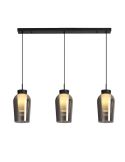 Lámpara de Techo Colgante de cristal Nora 3 Luces E27 base recta 18 cm - negro/mármol luz
