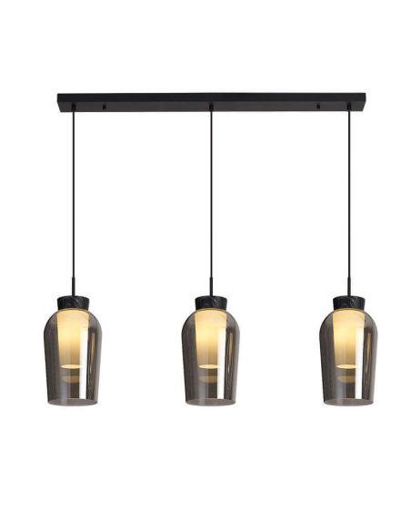Lámpara de Techo Colgante de cristal Nora 3 Luces E27 base recta 18 cm - negro/mármol luz