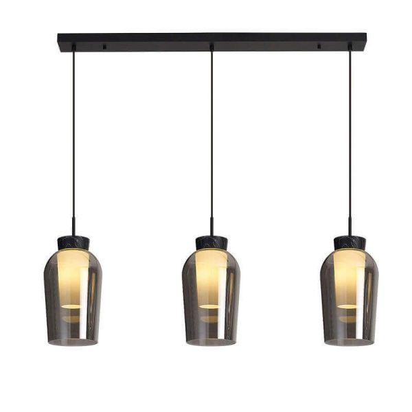 Suspension cristal Nora 3 Lumières E27 culot droit 18 cm - noir / marbre clair