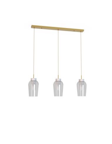 Suspension cristal Nora 3 Lumières E27 culot droit 18 cm - or/blanc