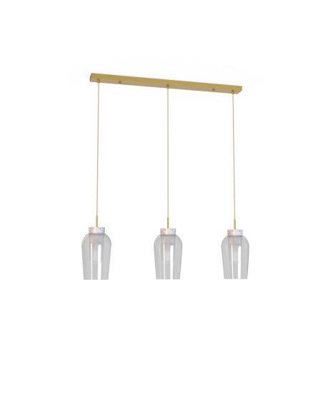 Pingente de cristal Nora 3 luzes E27 base reta 18 cm - ouro/branco