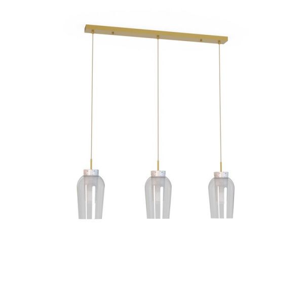 Lámpara de Techo Colgante de cristal Nora 3 Luces E27 base recta 18 cm - oro/blanco