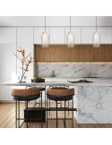 Pendente de cristal Nora 3 Lights E27 base reta 18 cm - ouro/branco ambiente