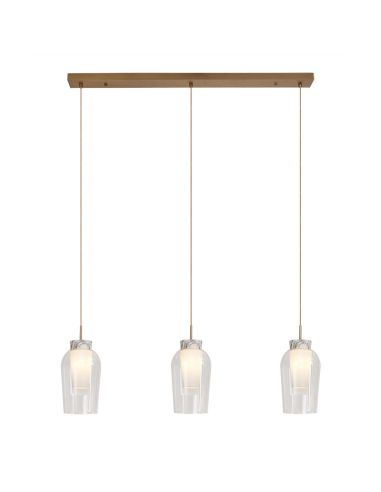 Lámpara de Techo Colgante de cristal Nora 3 Luces E27 base recta 18 cm - oro/blanco luz