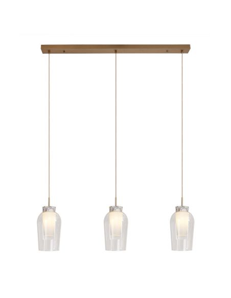 Lámpara de Techo Colgante de cristal Nora 3 Luces E27 base recta 18 cm - oro/blanco luz