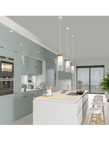 Lámpara de Techo Colgante Nora E27 - blanco/madera ambiente