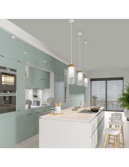 Lámpara de Techo Colgante Nora E27 - blanco/madera ambiente