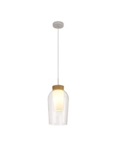 Plafonnier suspendu Nora E27 - blanc/bois 2