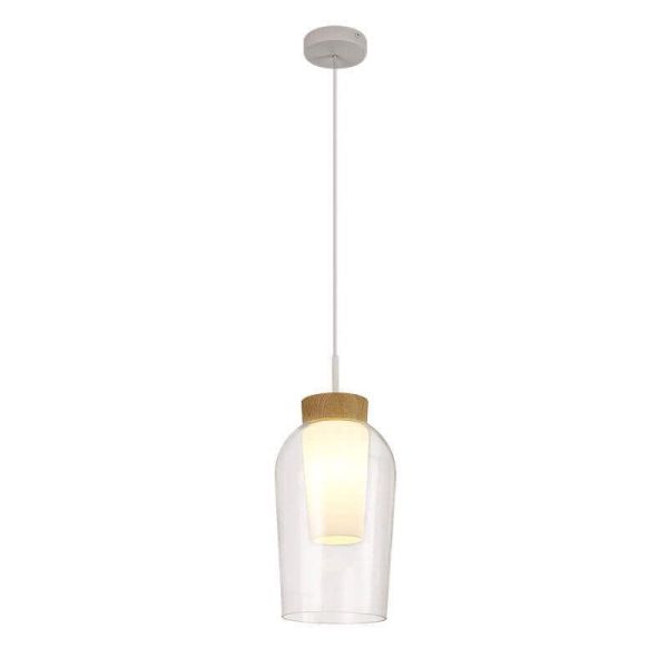 Lámpara de Techo Colgante Nora E27 - blanco/madera luz