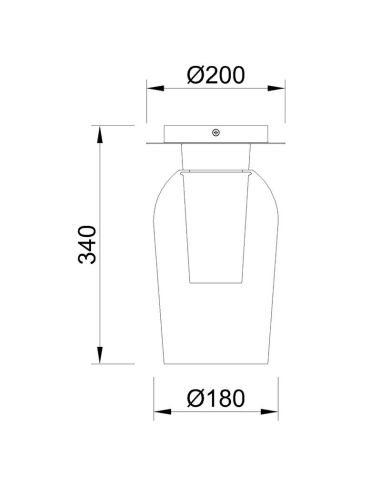 Semiplafón de Techo de cristal Nora E27  Ø18 cm - blanco/madera, negro/mármol, oro/blanco medidas