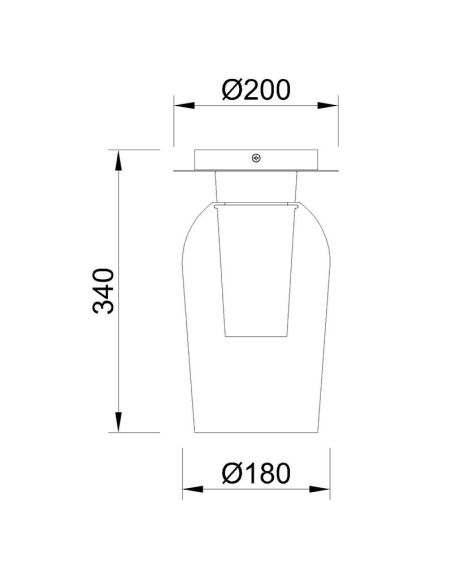 Semiplafón de Techo de cristal Nora E27  Ø18 cm - blanco/madera, negro/mármol, oro/blanco medidas
