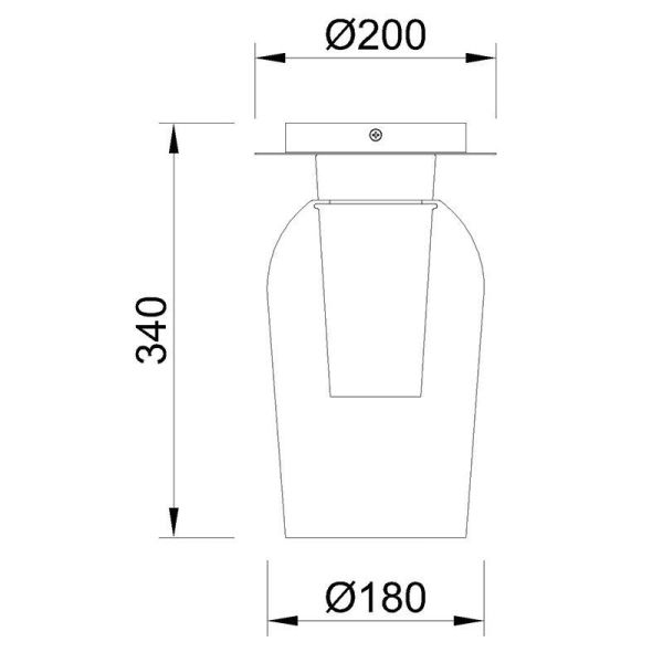 Semiplafón de Techo de cristal Nora E27  Ø18 cm - blanco/madera, negro/mármol, oro/blanco medidas