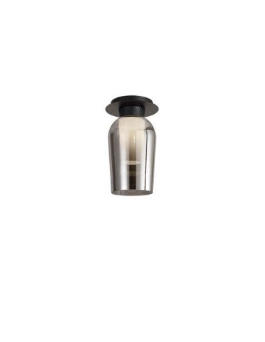 Semiplafón de Techo de cristal Nora E27  Ø18 cm - negro/mármol