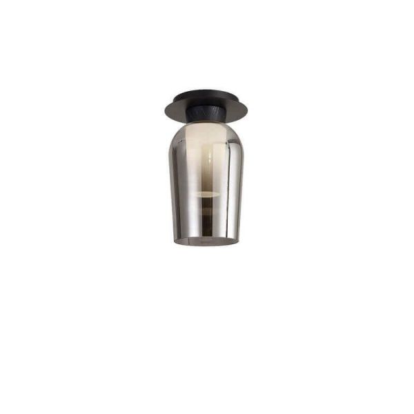 Semiplafón de Techo de cristal Nora E27  Ø18 cm - negro/mármol