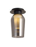Semiplafón de Techo de cristal Nora E27  Ø18 cm - negro/mármol luz