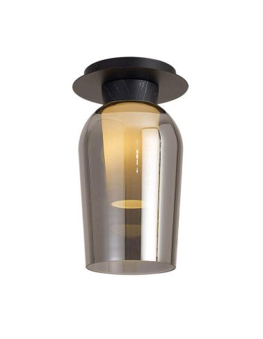 Nora E27 teto de vidro luz semi-embutida Ø18 cm - mármore preto/claro