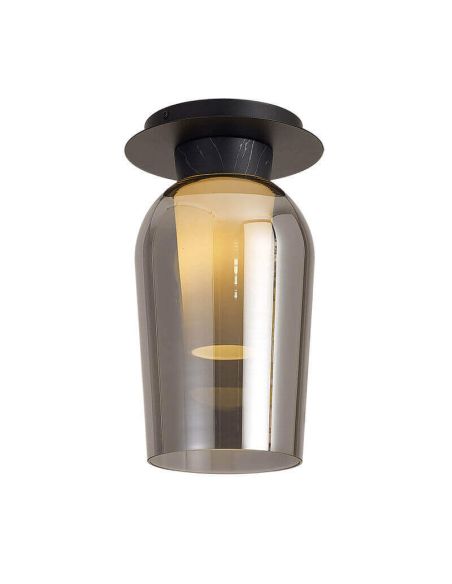 Nora E27 teto de vidro luz semi-embutida Ø18 cm - mármore preto/claro