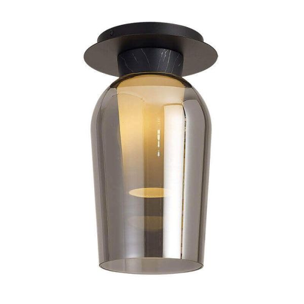 Nora E27 teto de vidro luz semi-embutida Ø18 cm - mármore preto/claro