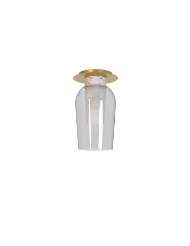 Luminária semi-embutida de teto cristal Nora E27 Ø18 cm - ouro/branco