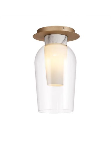 Semiplafón de Techo de cristal Nora E27  Ø18 cm - oro/blanco luz