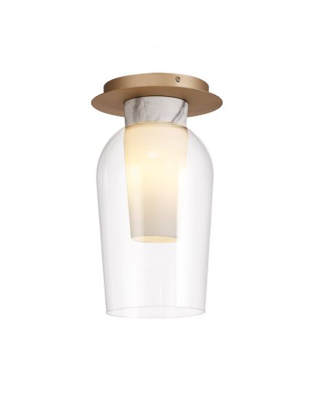 Semiplafón de Techo de cristal Nora E27  Ø18 cm - oro/blanco luz