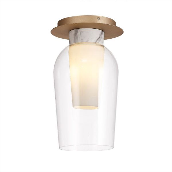 Semiplafón de Techo de cristal Nora E27  Ø18 cm - oro/blanco luz